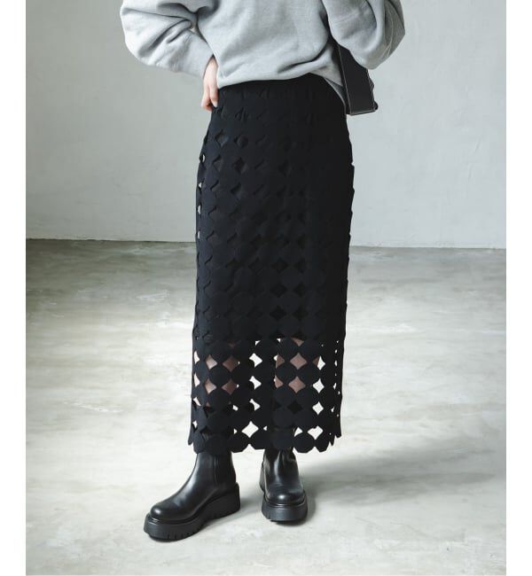 NOBLE「《追加》ドットモチーフニットスカート」|スカート|