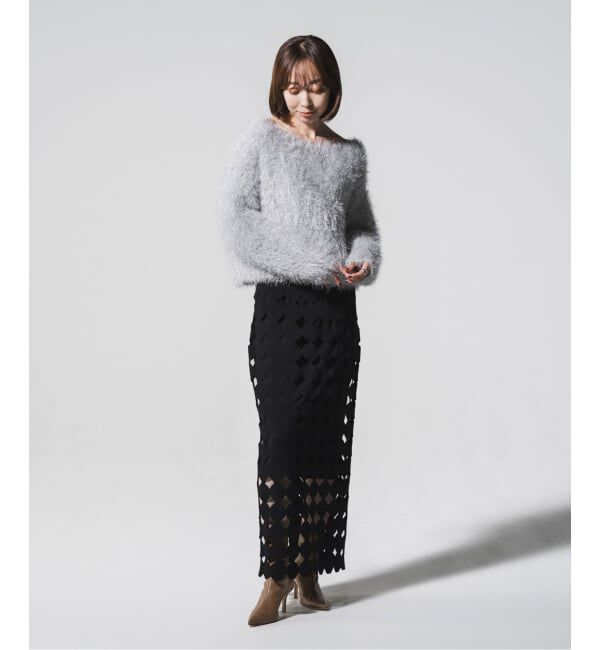 NOBLE「《追加》ドットモチーフニットスカート」|スカート|