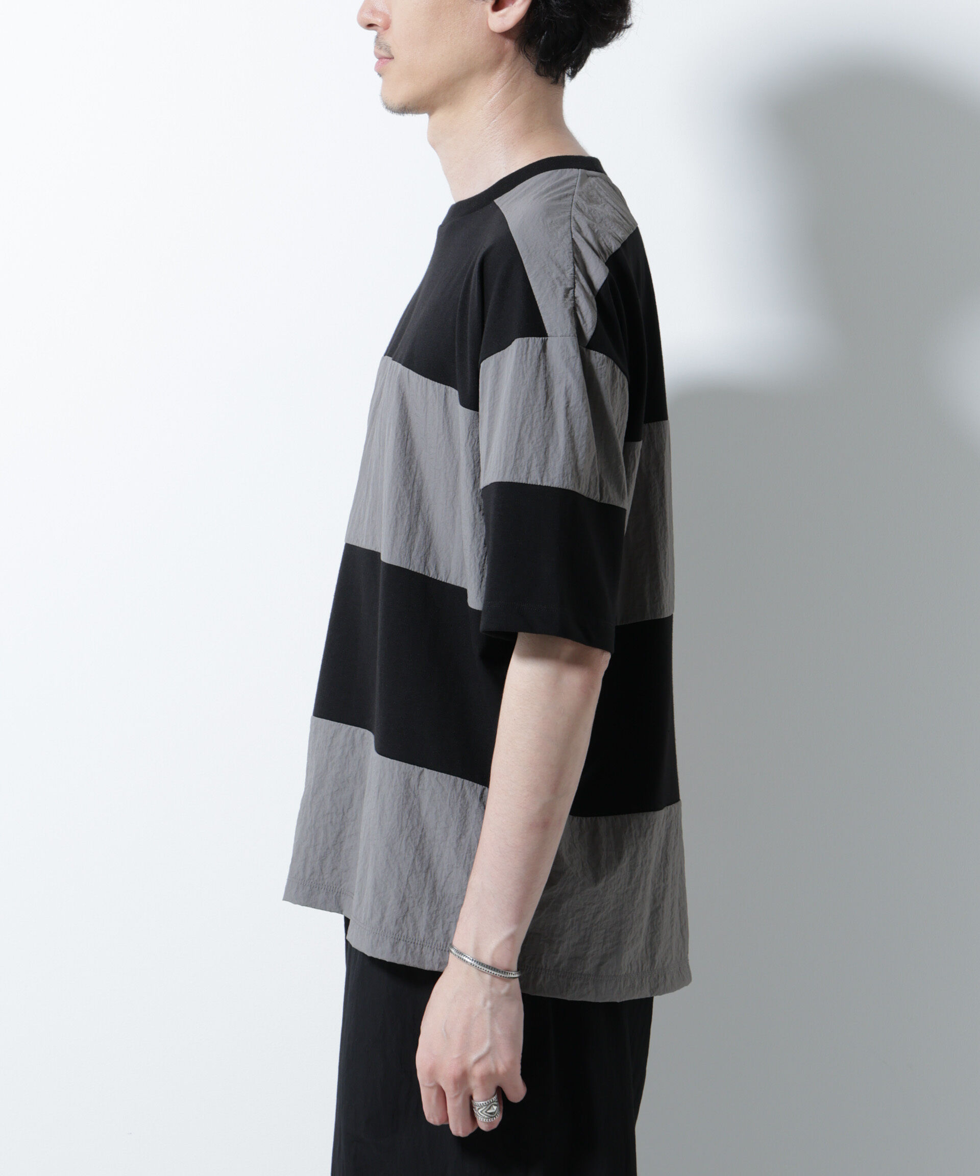 nano･universe「リラックス異素材ボーダーTシャツ 半袖」|Tシャツ・カットソー|