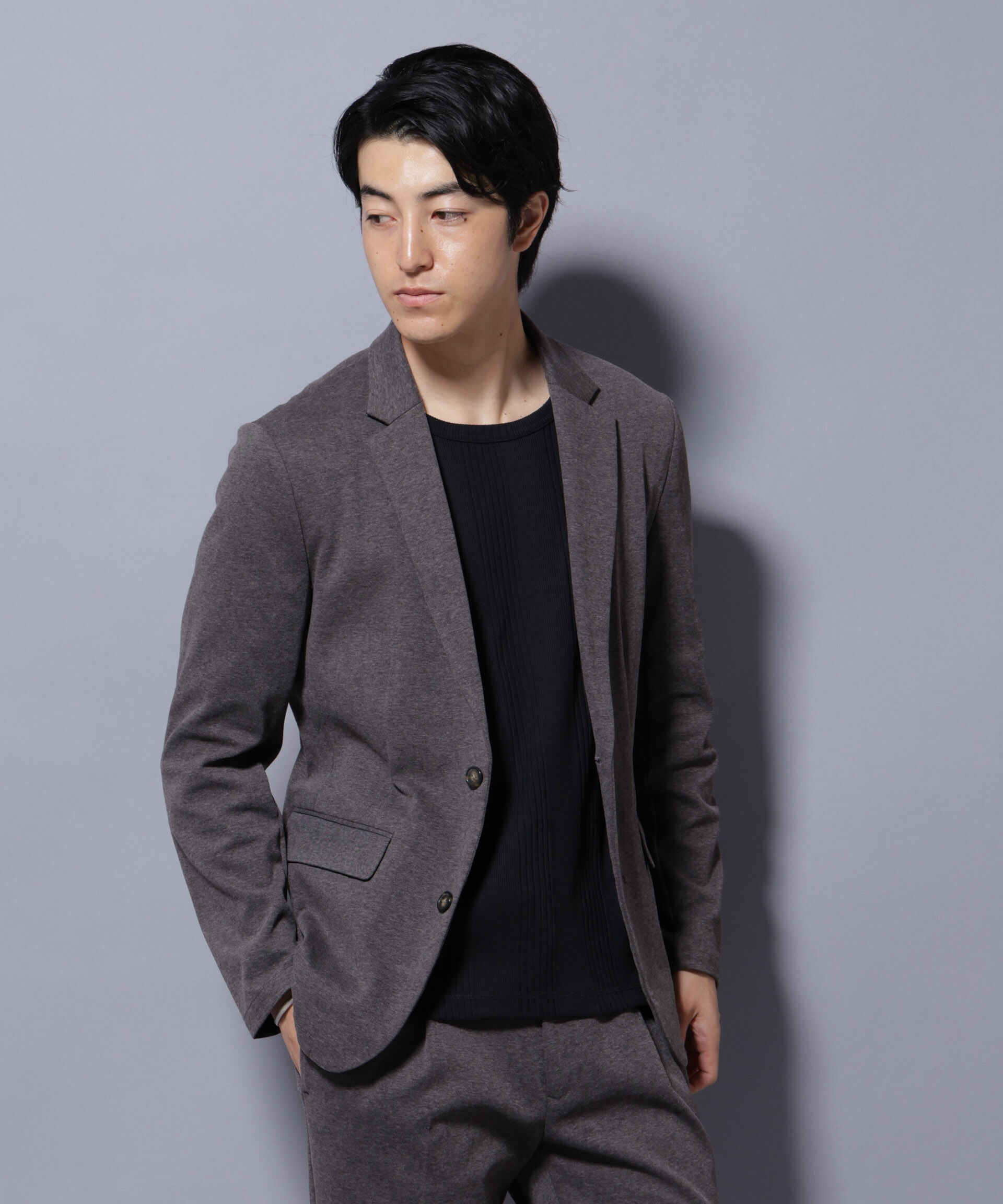 nano･universe「ストレッチカノコジャケット(セットアップ可)」|テーラードジャケット|チャコール3