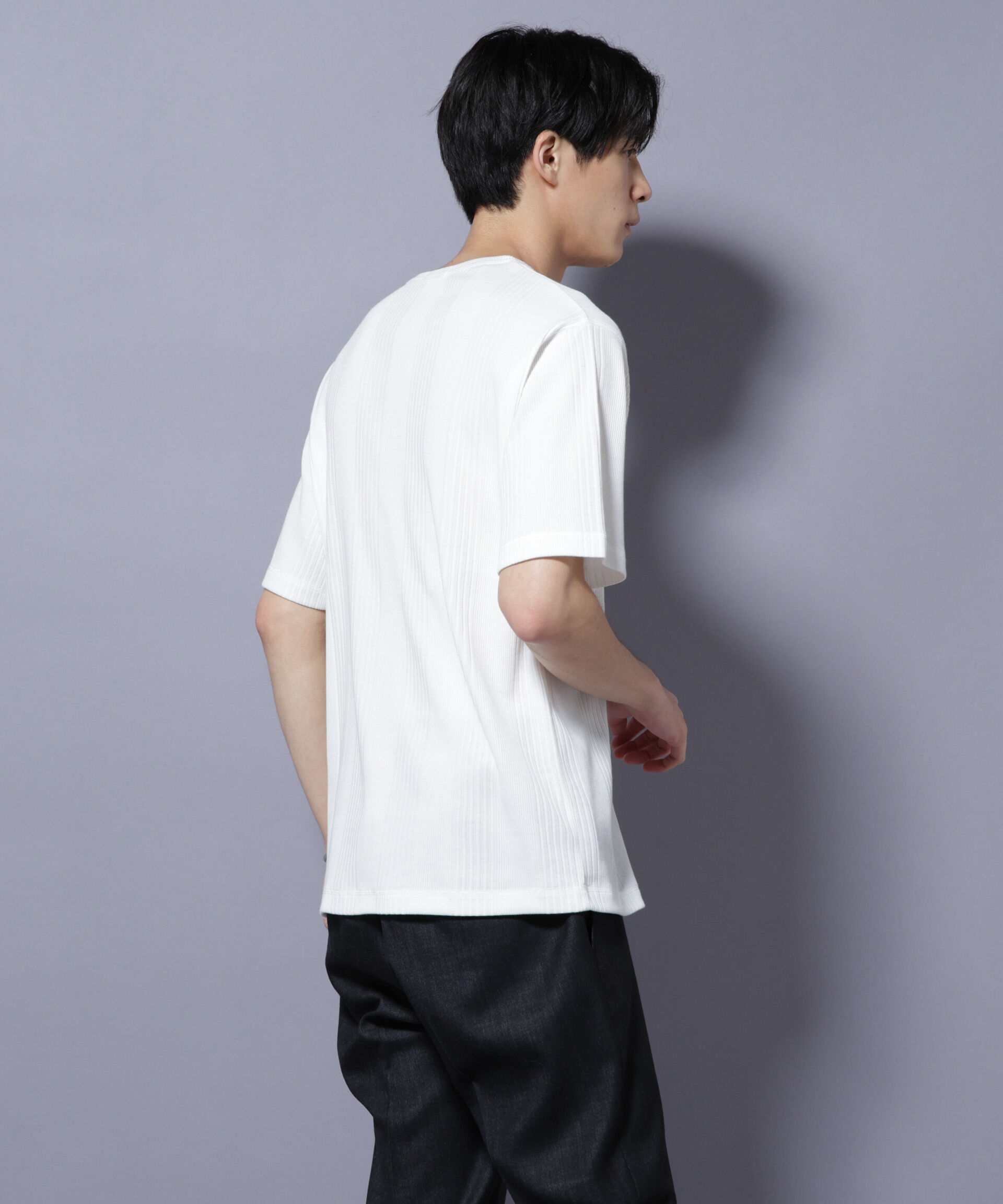 nano･universe「NORMANBROS/NORMANBROS別注 テレコUネックTシャツ 半袖」|Tシャツ・カットソー|