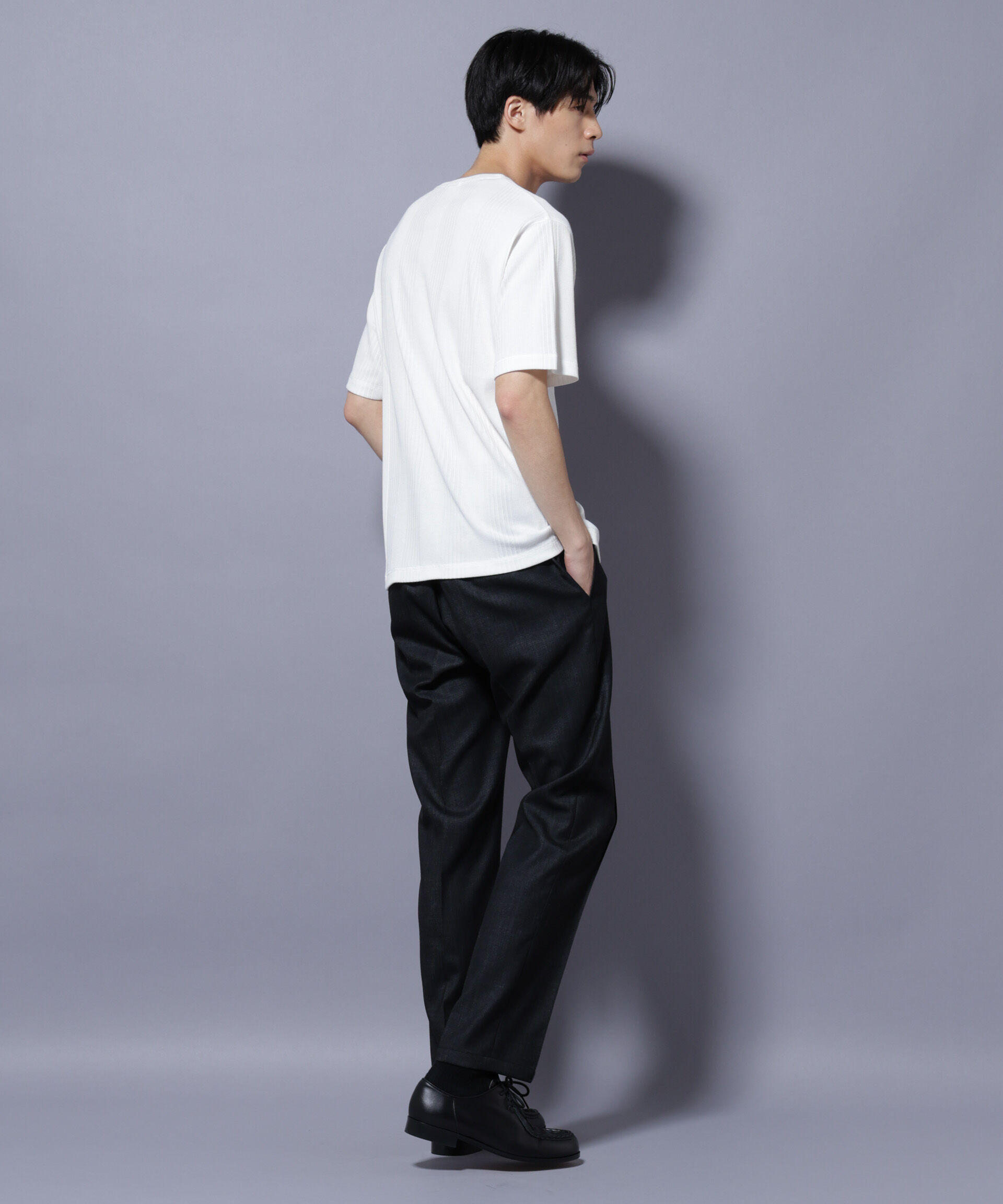 nano･universe「NORMANBROS/NORMANBROS別注 テレコUネックTシャツ 半袖」|Tシャツ・カットソー|