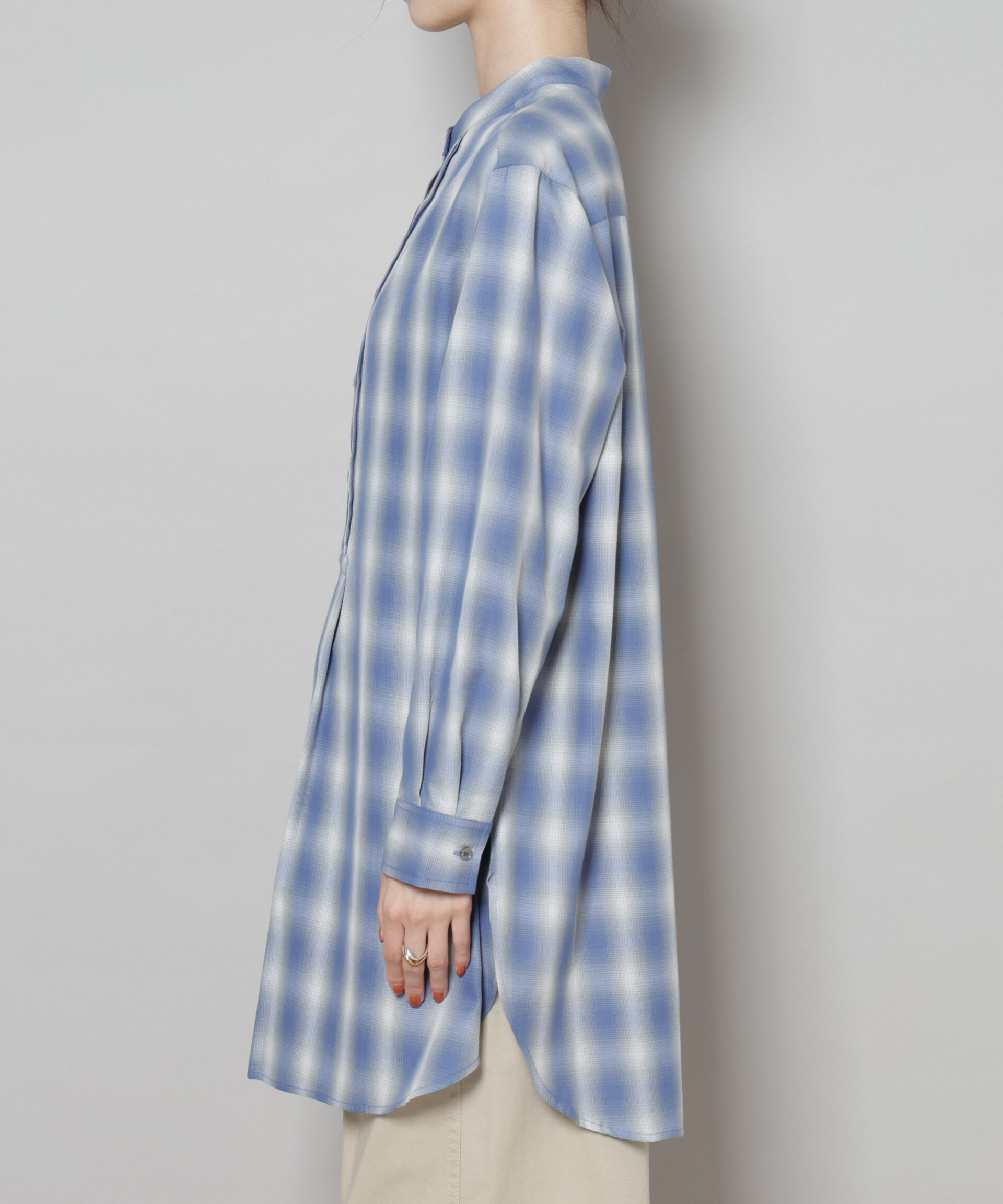 nano･universe「ピンタックデザインチェックプルオーバーブラウス」|シャツ・ブラウス|