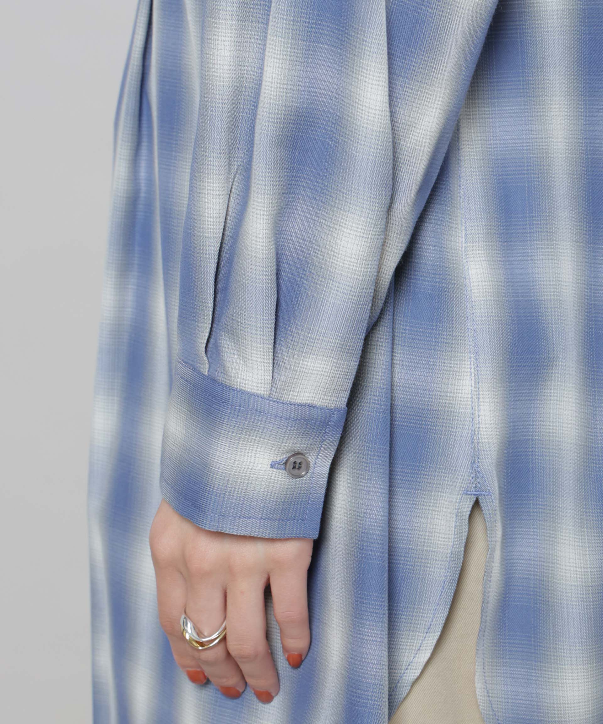 nano･universe「ピンタックデザインチェックプルオーバーブラウス」|シャツ・ブラウス|