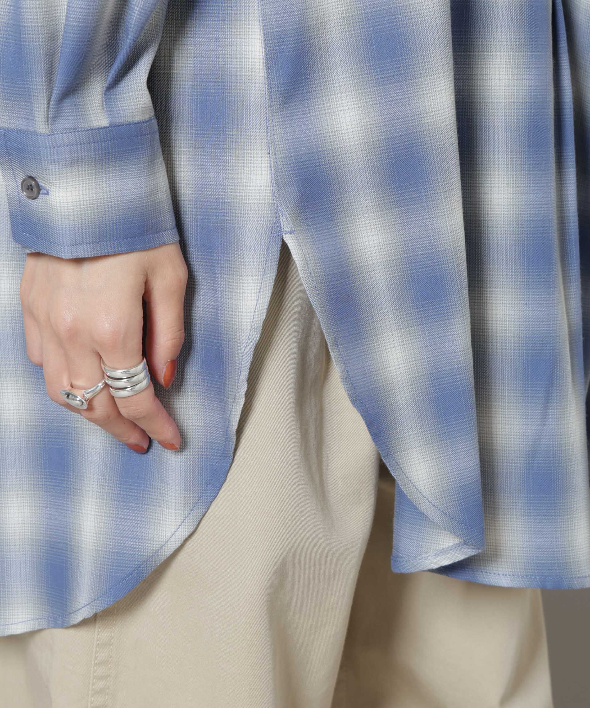 nano･universe「ピンタックデザインチェックプルオーバーブラウス」|シャツ・ブラウス|