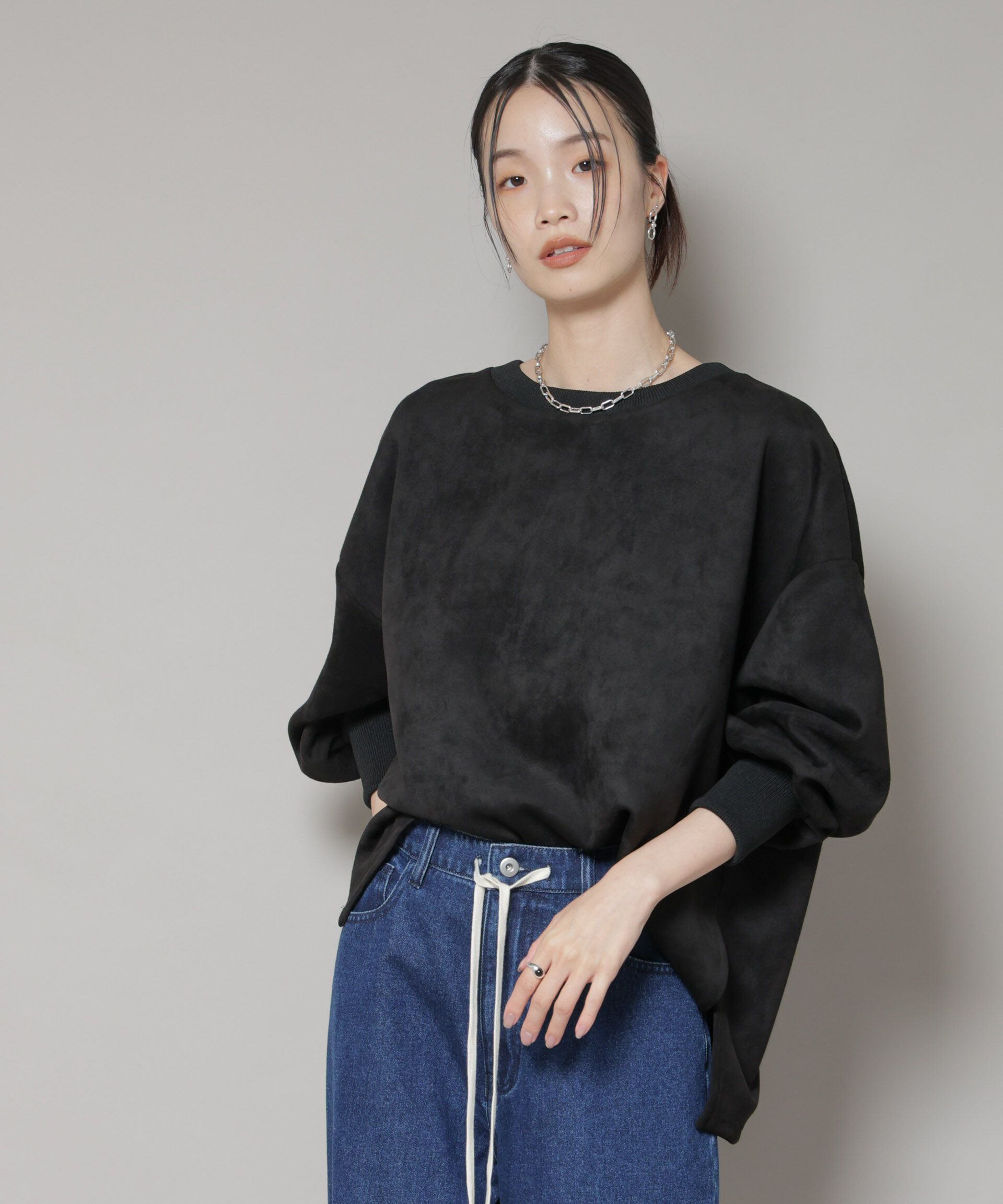 nano･universe「カットスエードサイドスリットワイドプルオーバー(セットアップ可)」|Tシャツ・カットソー|