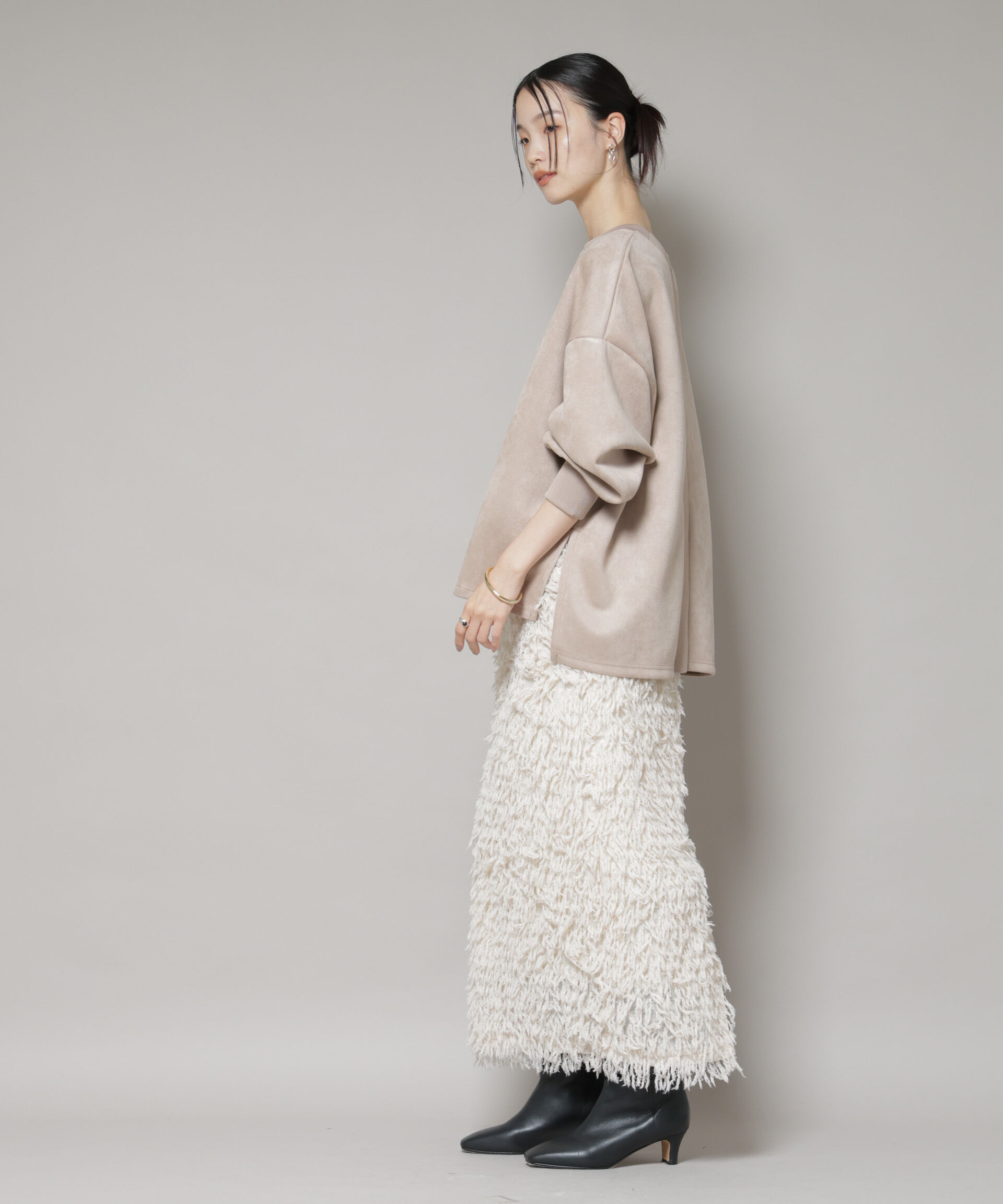 nano･universe「カットスエードサイドスリットワイドプルオーバー(セットアップ可)」|Tシャツ・カットソー|