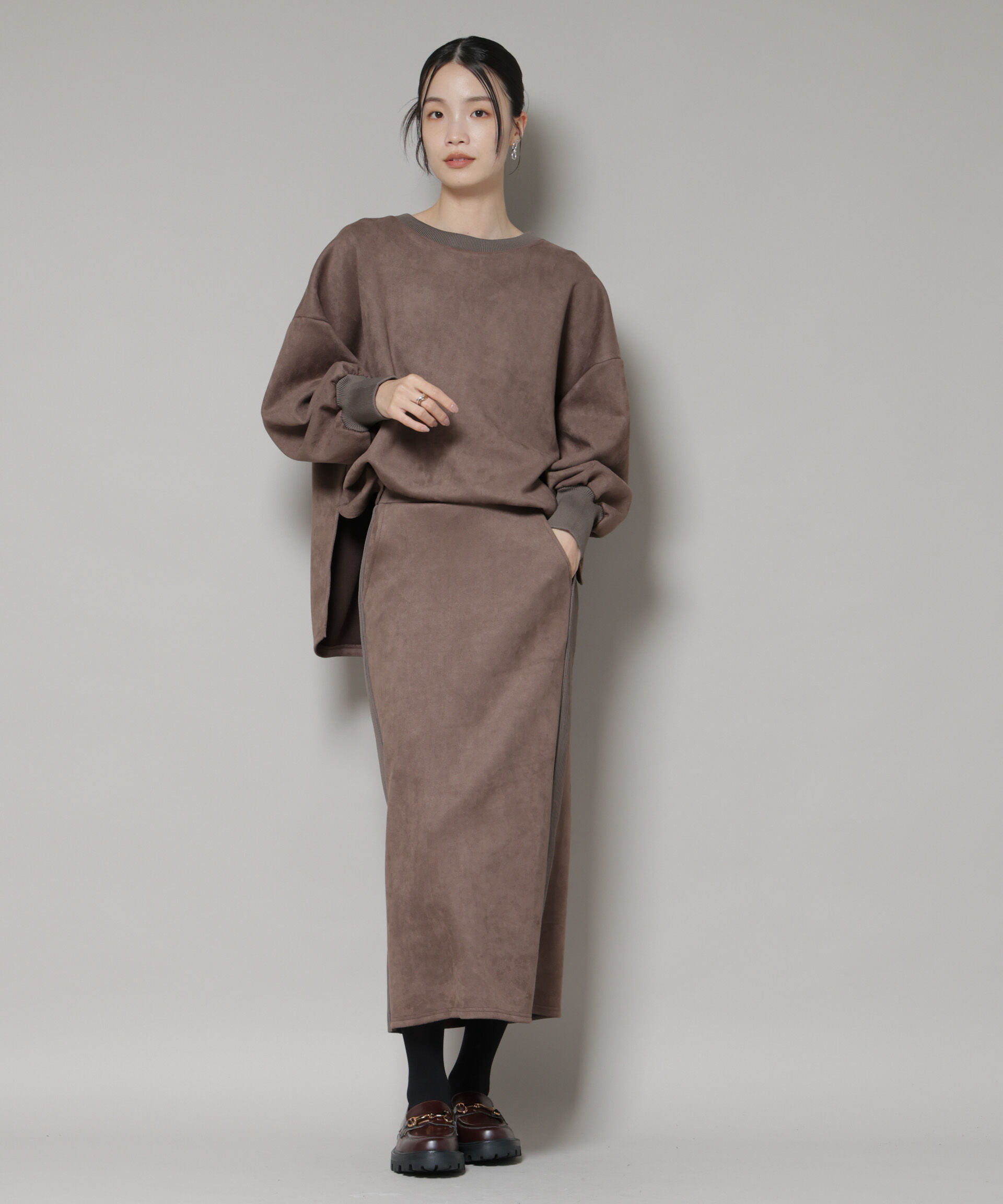 nano･universe「カットスエードサイドスリットワイドプルオーバー(セットアップ可)」|Tシャツ・カットソー|