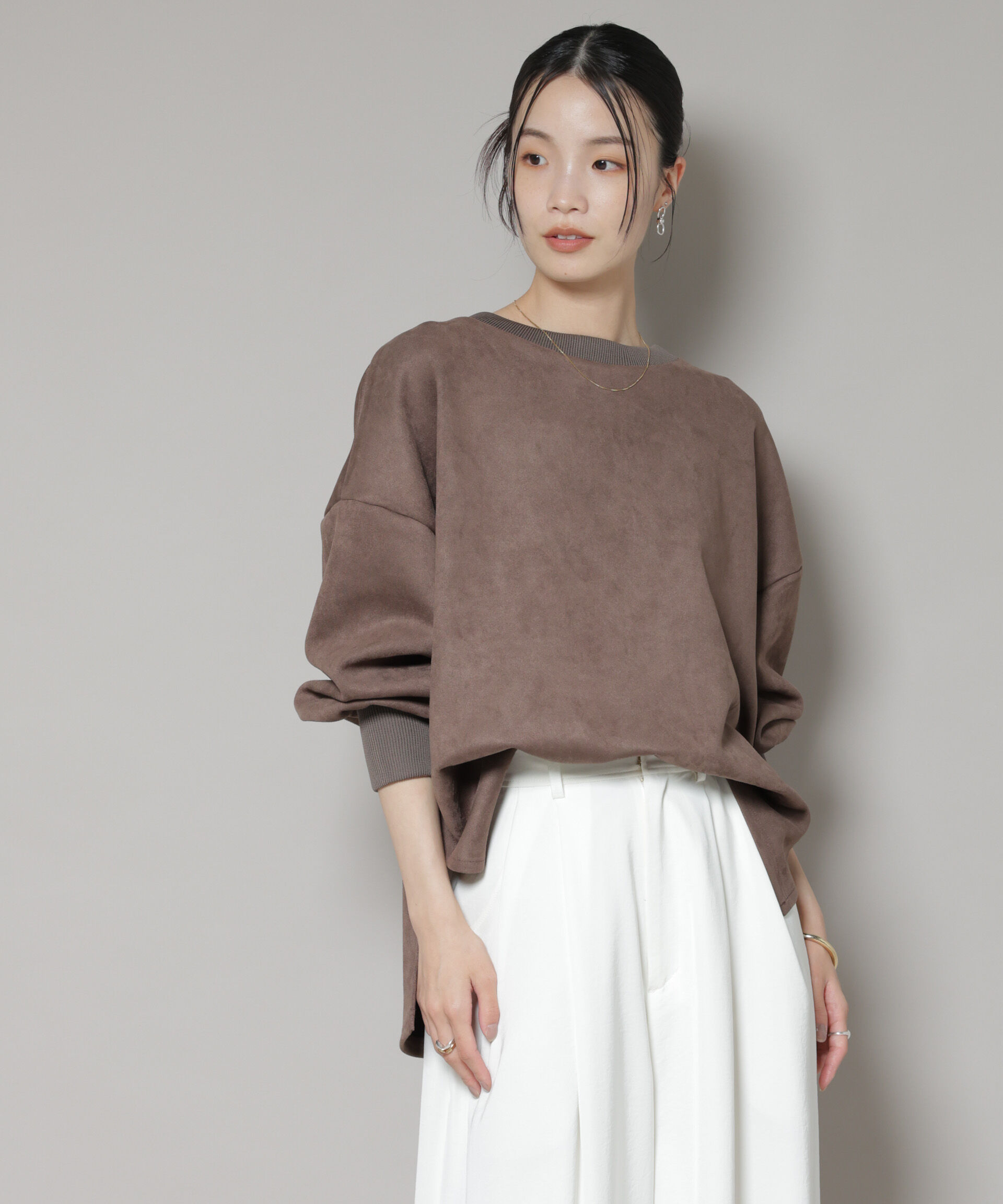 nano･universe「カットスエードサイドスリットワイドプルオーバー(セットアップ可)」|Tシャツ・カットソー|