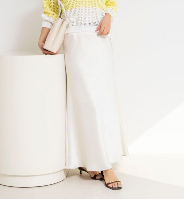 NOLLEY'S「ウォッシャブルサテンナロースカート」|フレア|