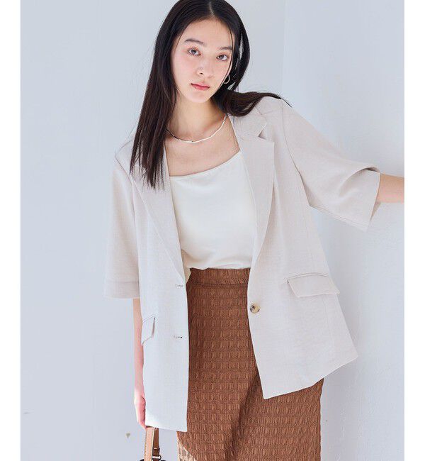 VIS「【美easy】ハーフスリーブジャケット/セットアップ対応・洗える」|テーラードジャケット|