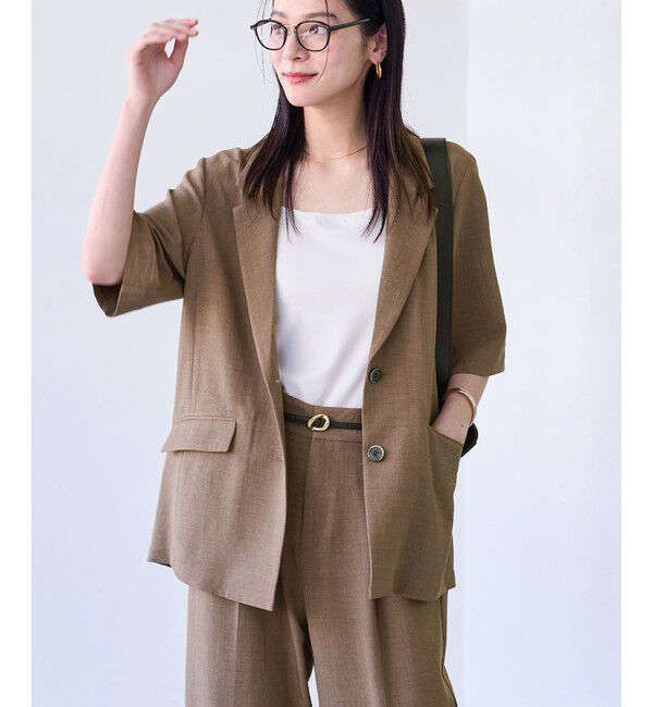 VIS「【美easy】ハーフスリーブジャケット/セットアップ対応・洗える」|テーラードジャケット|