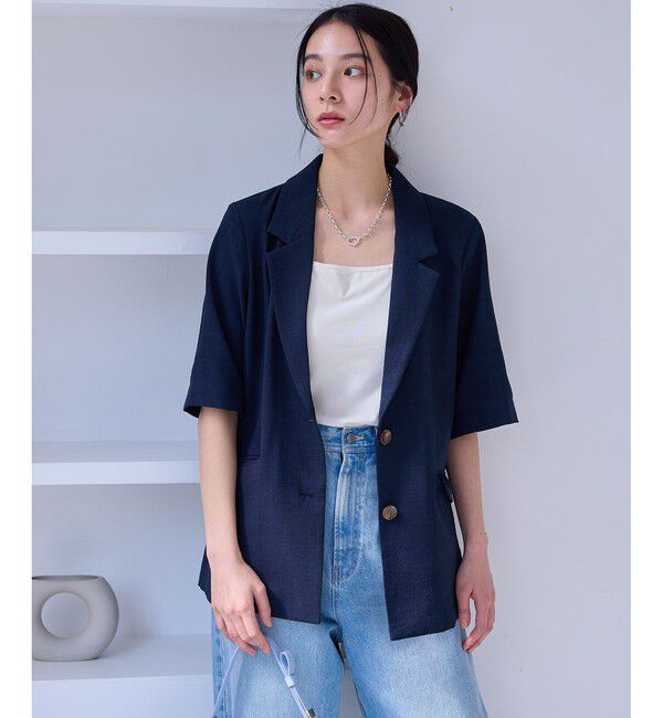 VIS「【美easy】ハーフスリーブジャケット/セットアップ対応・洗える」|テーラードジャケット|