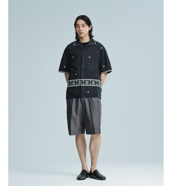 ADAM ET ROPE'「クロスステッチ ボックスシルエット オープンカラーシャツ」|シャツ・ブラウス|