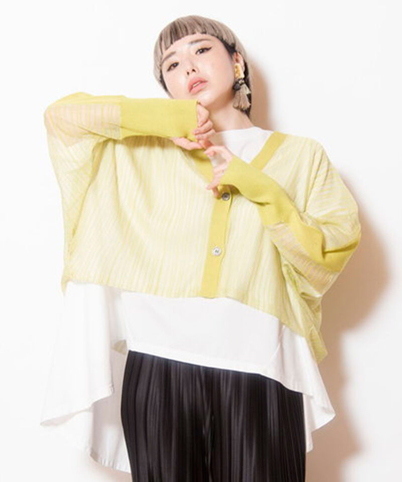  「シアーストライプニットカーディガン」|ニット・セーター|L.GREEN