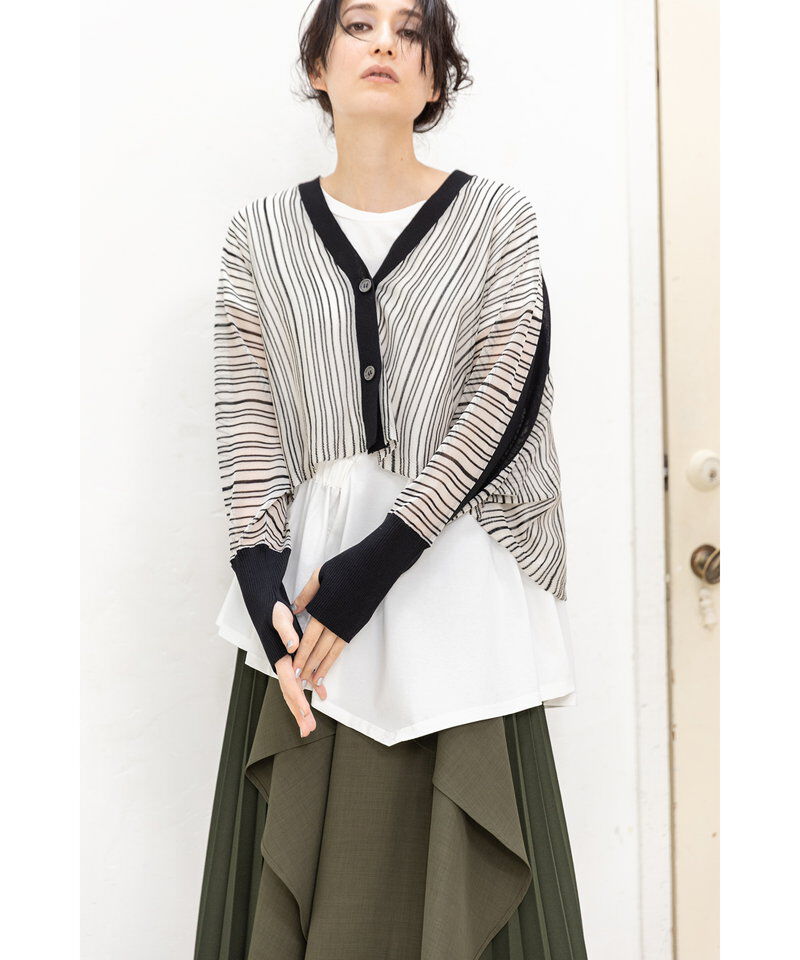  「シアーストライプニットカーディガン」|ニット・セーター|
