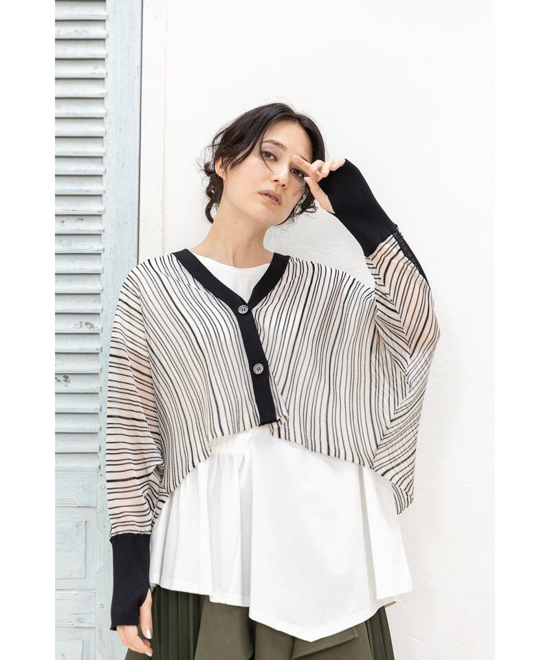  「シアーストライプニットカーディガン」|ニット・セーター|