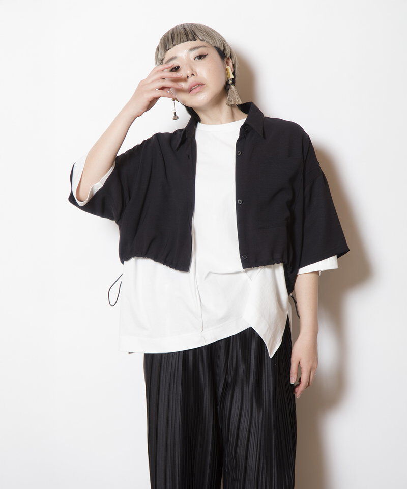  「クロップド切替シャツブラウス」|シャツ・ブラウス|
