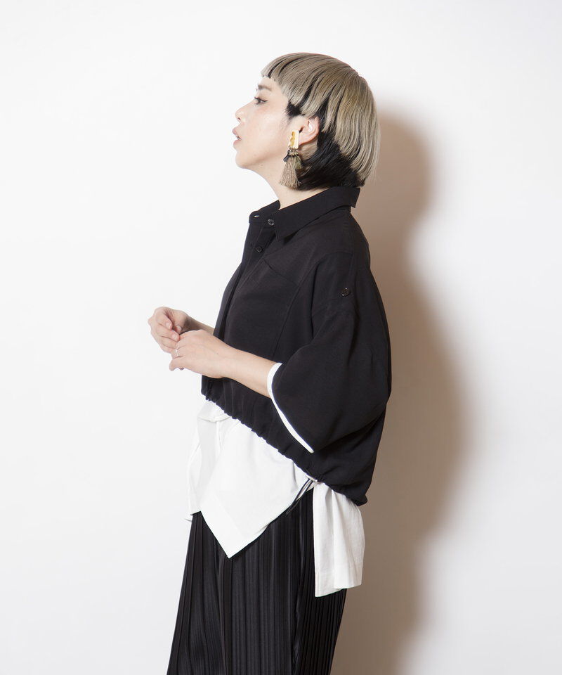  「クロップド切替シャツブラウス」|シャツ・ブラウス|