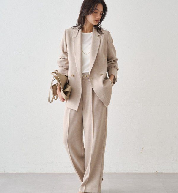  「【Atelier N5/アトリエヌメロサンク】ツイードセミワイドパンツ」|チノ|