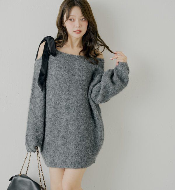  「【REVIVAL/WEB限定】ベロアリボンシャギーワンピース」|ワンピース|