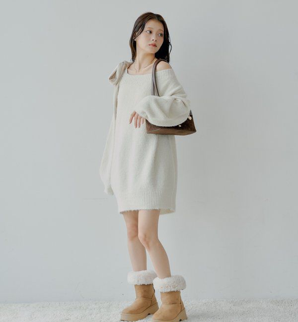  「【REVIVAL/WEB限定】ベロアリボンシャギーワンピース」|ワンピース|