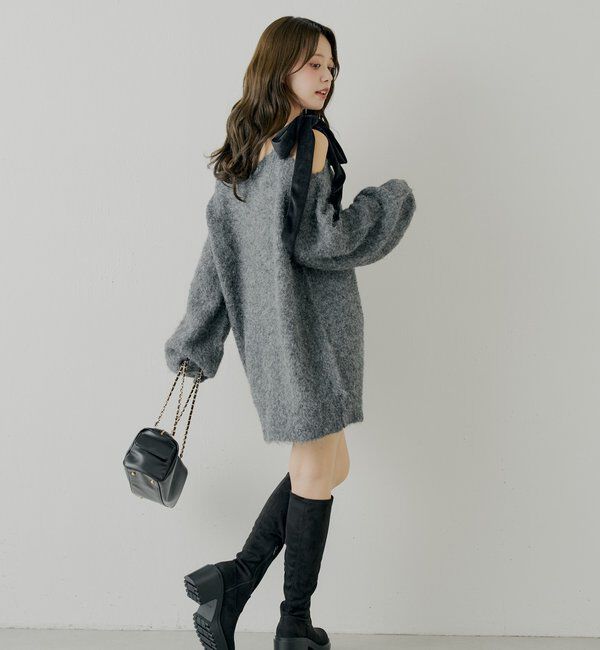  「【REVIVAL/WEB限定】ベロアリボンシャギーワンピース」|ワンピース|