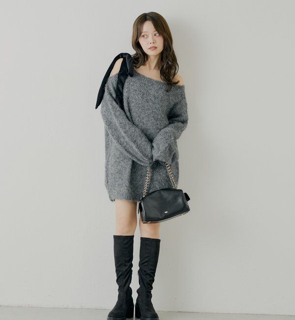  「【REVIVAL/WEB限定】ベロアリボンシャギーワンピース」|ワンピース|