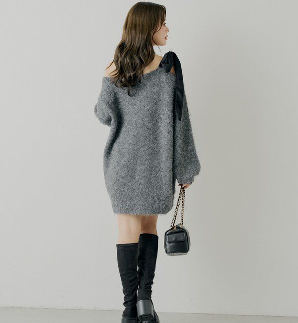  「【REVIVAL/WEB限定】ベロアリボンシャギーワンピース」|ワンピース|