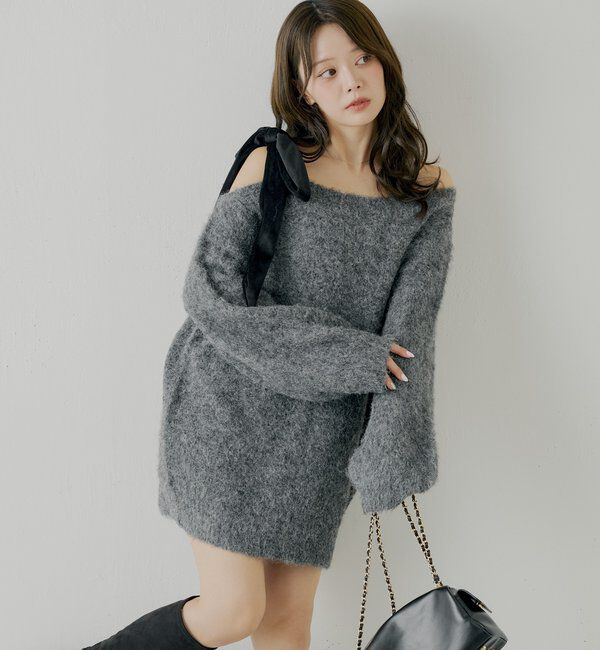  「【REVIVAL/WEB限定】ベロアリボンシャギーワンピース」|ワンピース|