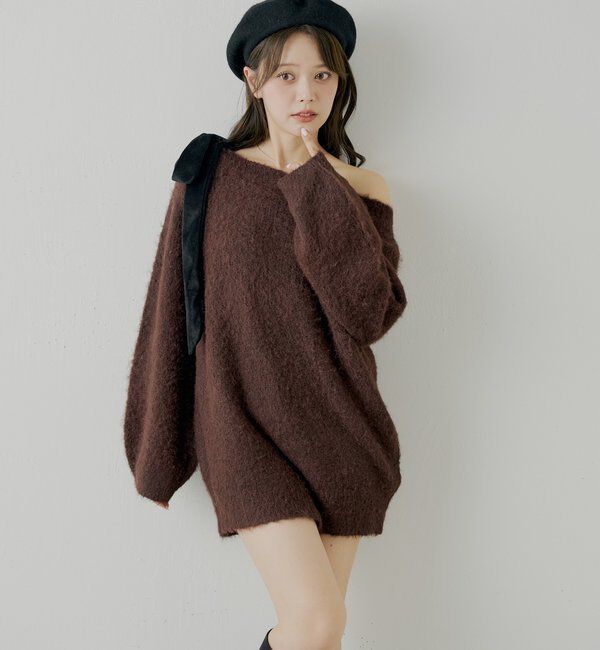  「【REVIVAL/WEB限定】ベロアリボンシャギーワンピース」|ワンピース|