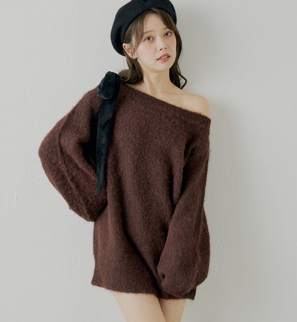  「【REVIVAL/WEB限定】ベロアリボンシャギーワンピース」|ワンピース|