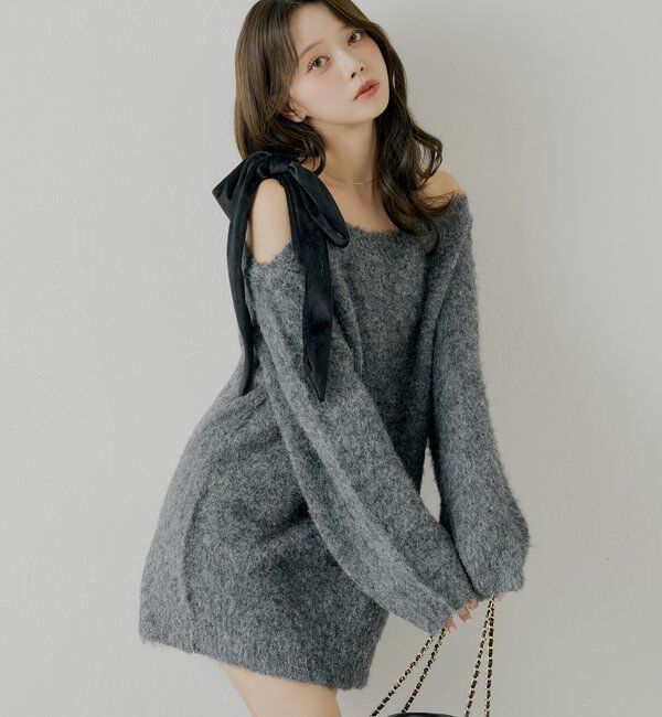  「【REVIVAL/WEB限定】ベロアリボンシャギーワンピース」|ワンピース|グレーその他3