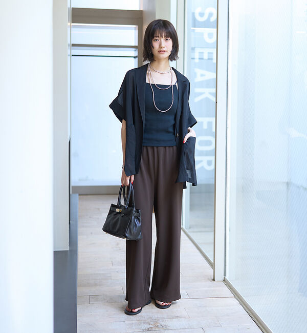 Rouge vif「強撚半袖シアーフォルムジャケット」|テーラードジャケット|