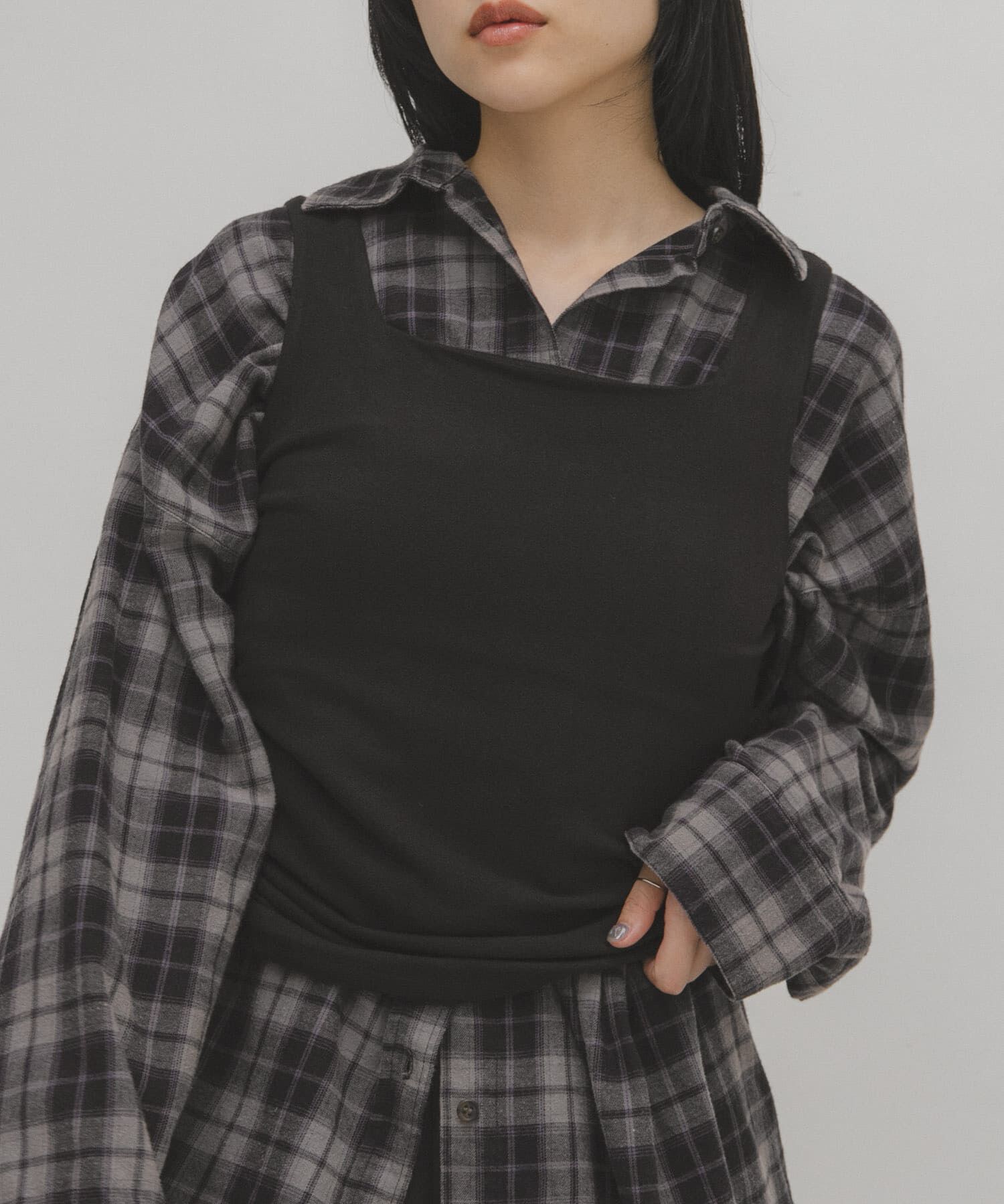  「ピーチスキン2WAYタンクトップ」|タンクトップ|ブラック