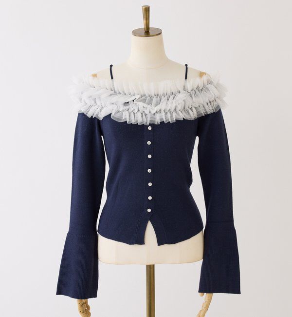  「チュールフリルオフショルニット」|ニット・セーター|