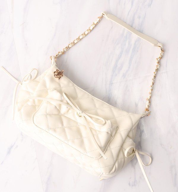  「キルティングリボンボーホーバッグ」|ショルダー・メッセンジャー|アイボリー