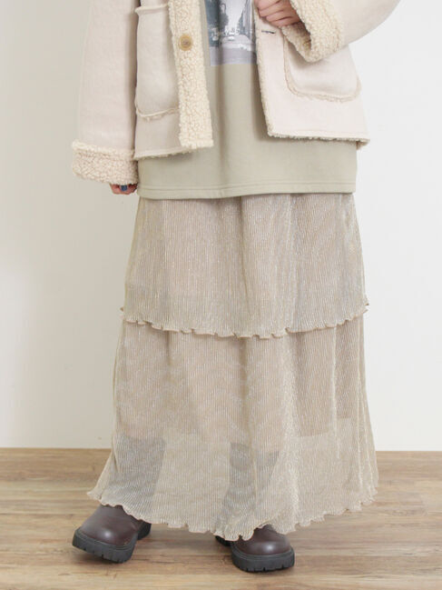 Samansa Mos2「◎ラメプリーツティアードスカート」|スカート|