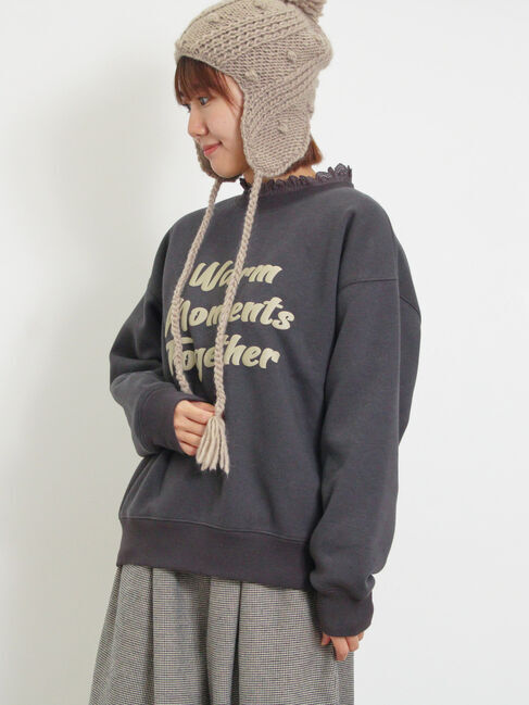 Samansa Mos2「裏ボアロゴプリントスウェット」|Tシャツ・カットソー|