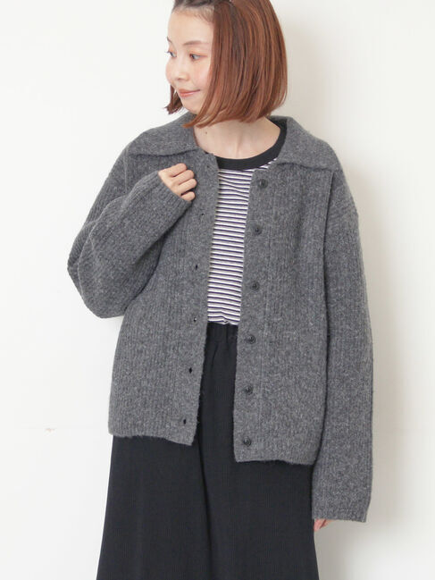 Samansa Mos2「襟付ニットカーディガン」|カーディガン|