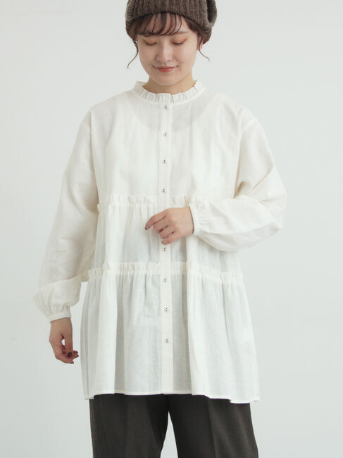 Samansa Mos2「柄アソートティアードフリルチュニック」|シャツ・ブラウス|