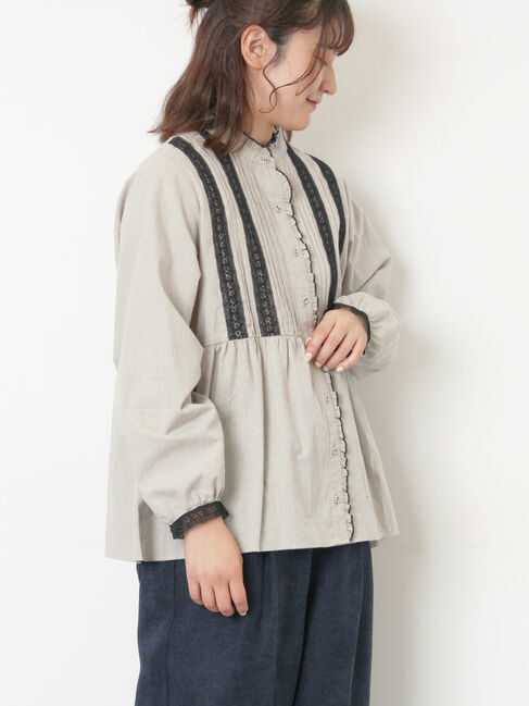 Samansa Mos2「フリルバンドカラーブラウス」|シャツ・ブラウス|