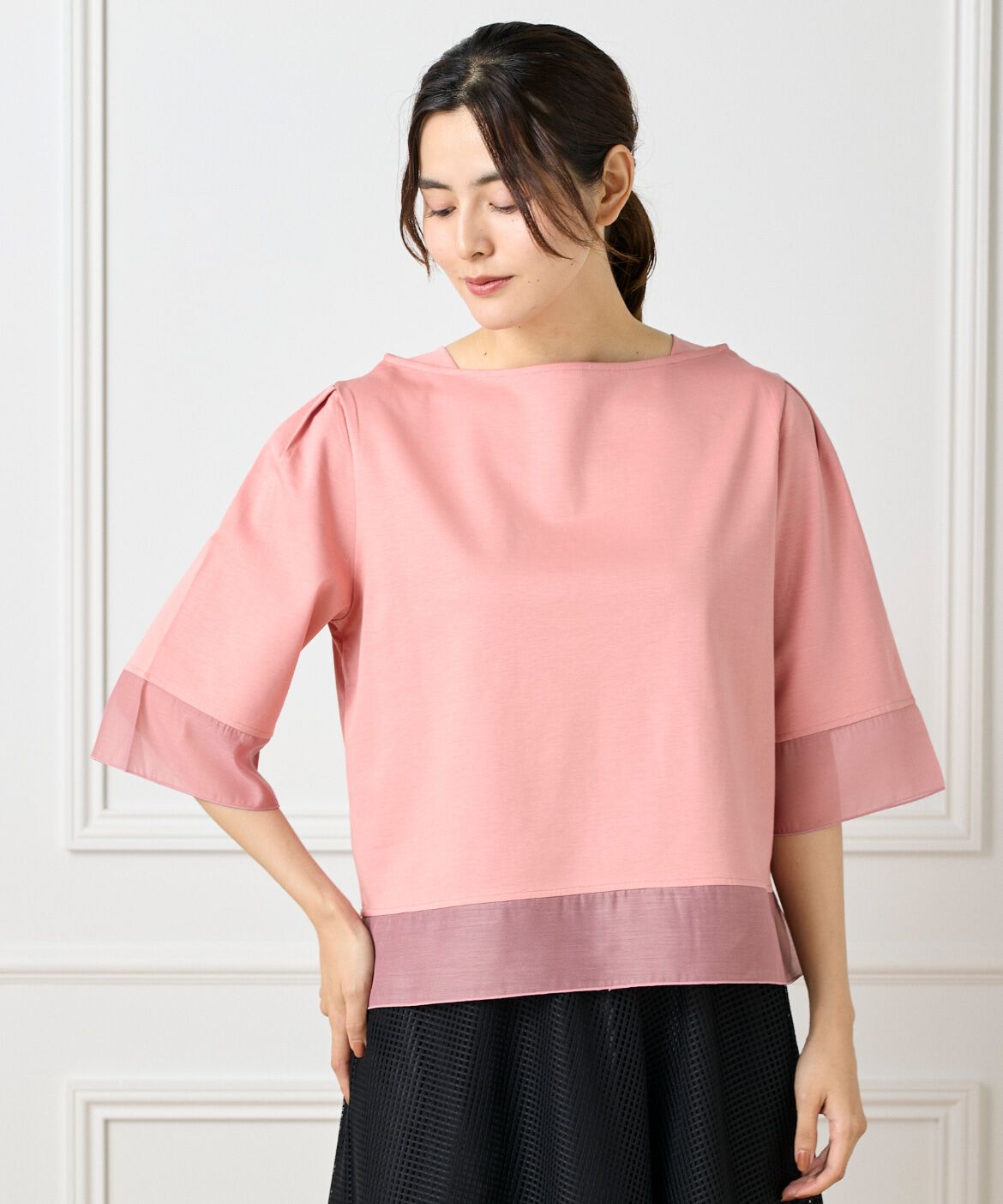 DAY by DAY it&rsquo;s international「シアー切替えプルオーバー」|Tシャツ・カットソー|ピンク1