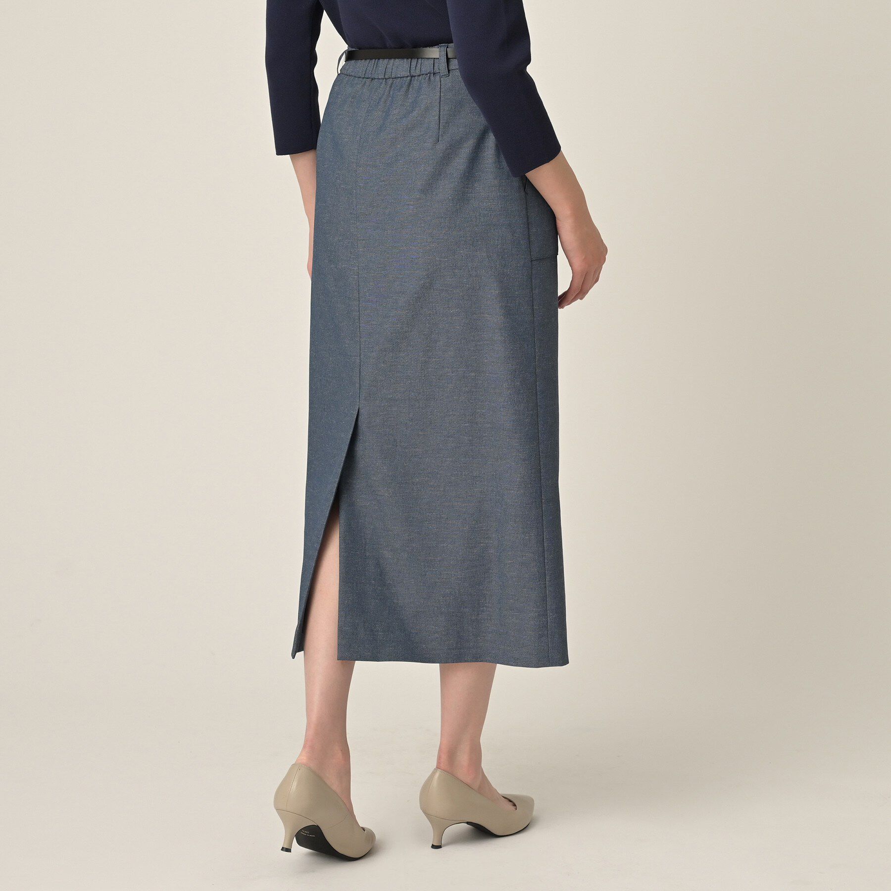 UNTITLED「【洗える/後ろウエストゴム】オックスアイラインスカート」|スカート|