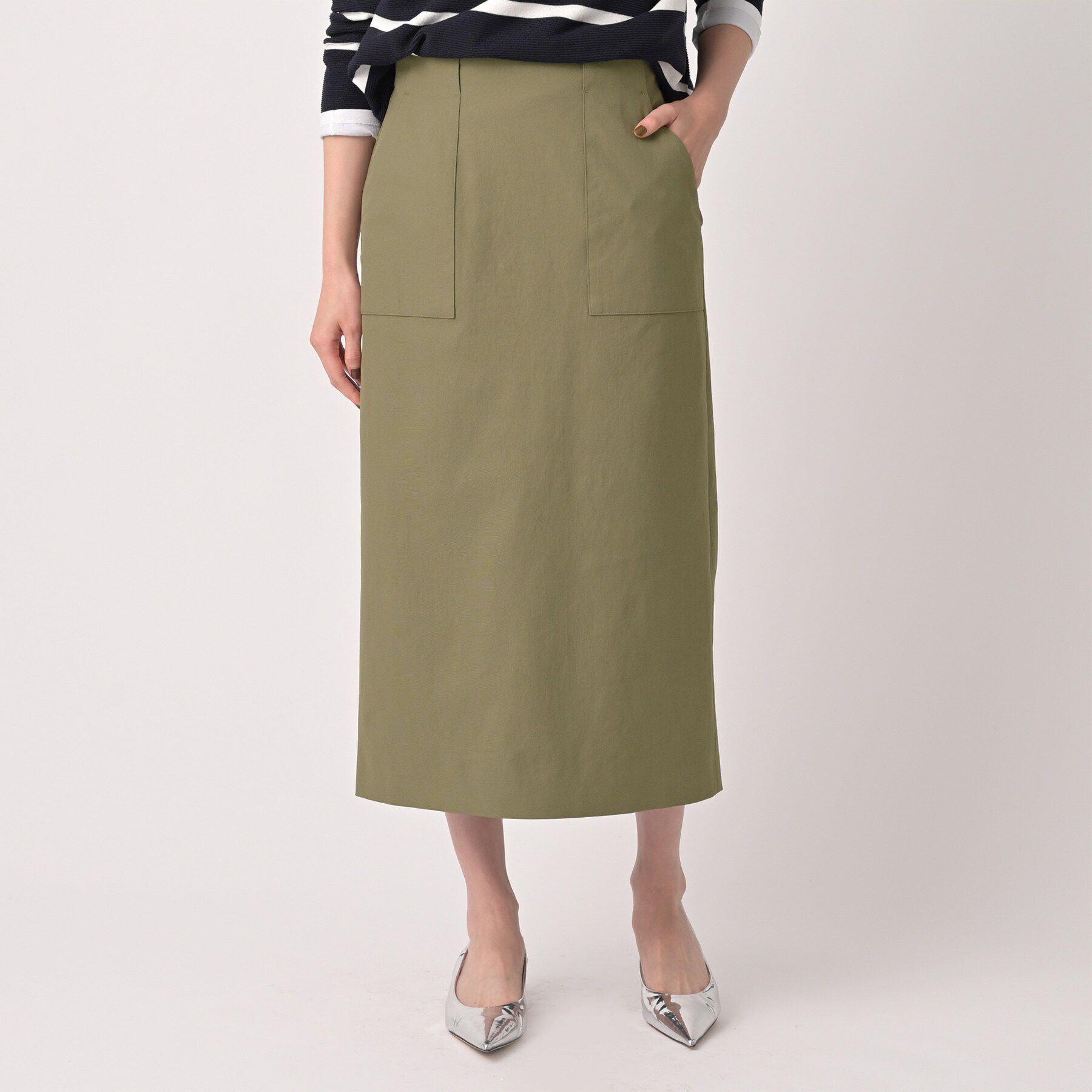 UNTITLED「【洗える/後ろウエストゴム】オックスアイラインスカート」|スカート|