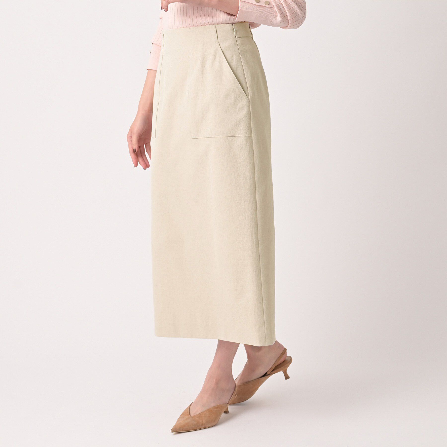 UNTITLED「【洗える/後ろウエストゴム】オックスアイラインスカート」|スカート|