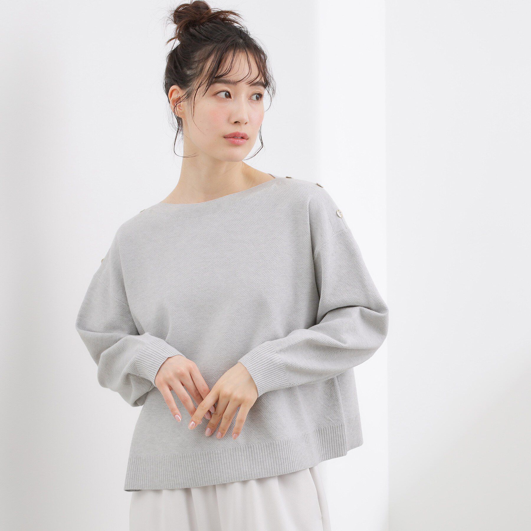 grove「【おうちで洗える】顔周りすっきり、ボートネックニット」|ニット・セーター|