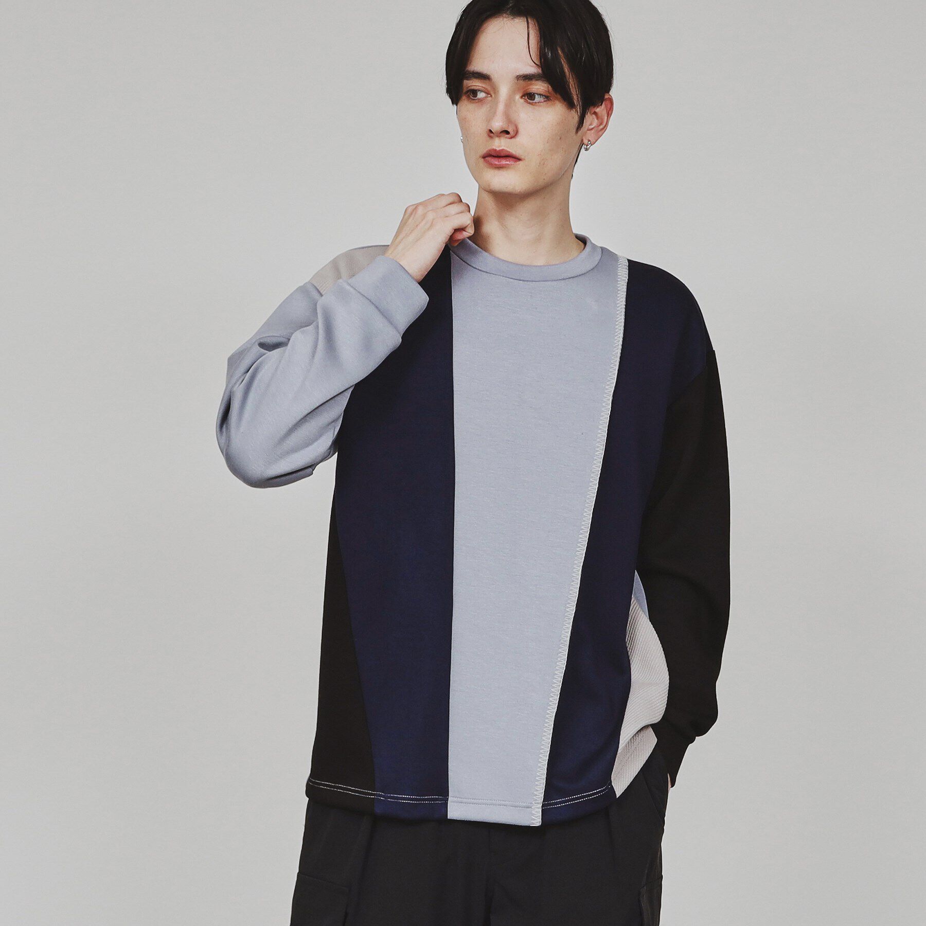 tk.TAKEO KIKUCHI「ダイヤゴナルブランケットカットソー」|Tシャツ・カットソー|ブルー(592)