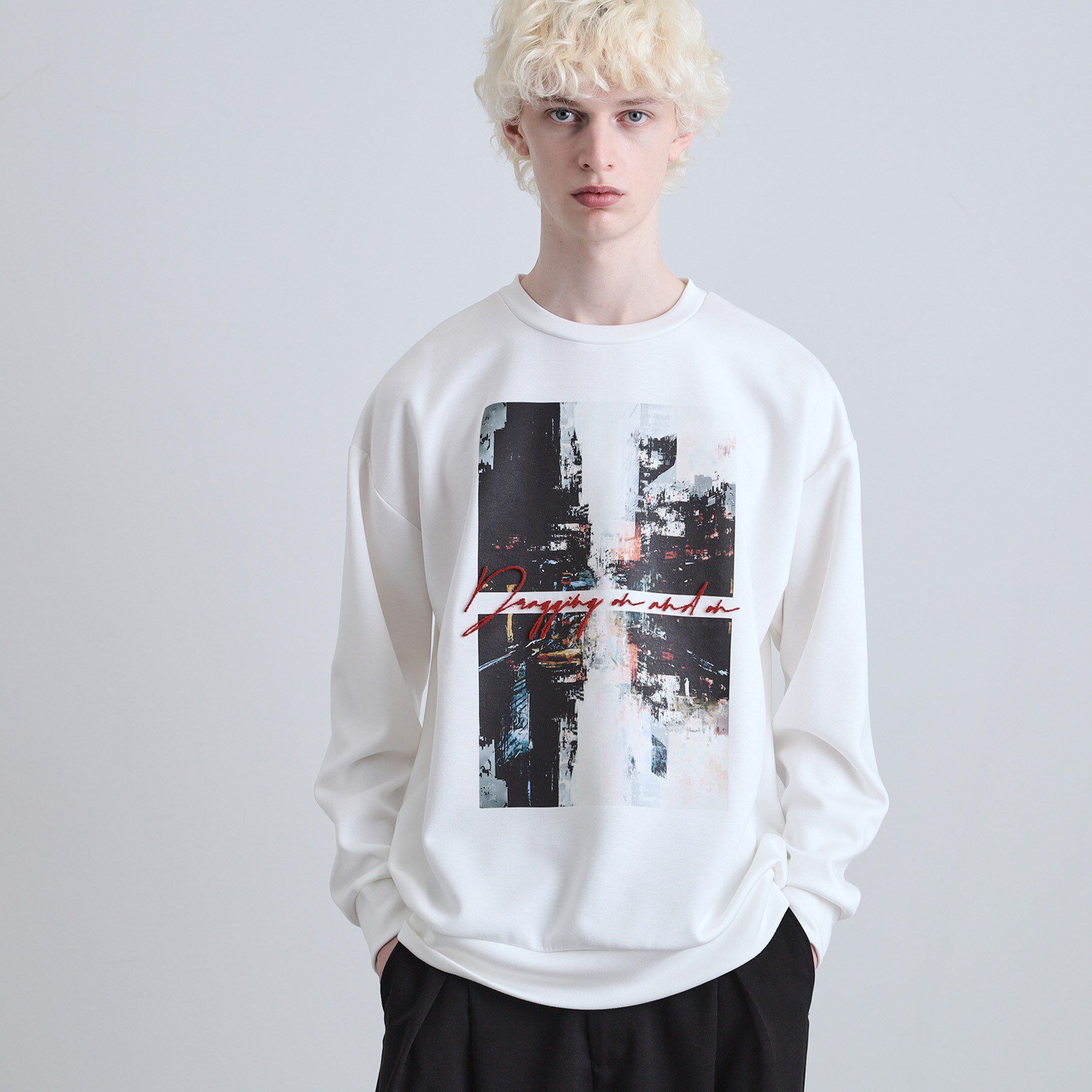 tk.TAKEO KIKUCHI「アーバングラフィックブラシ刺繍長袖Tシャツ」|Tシャツ・カットソー|