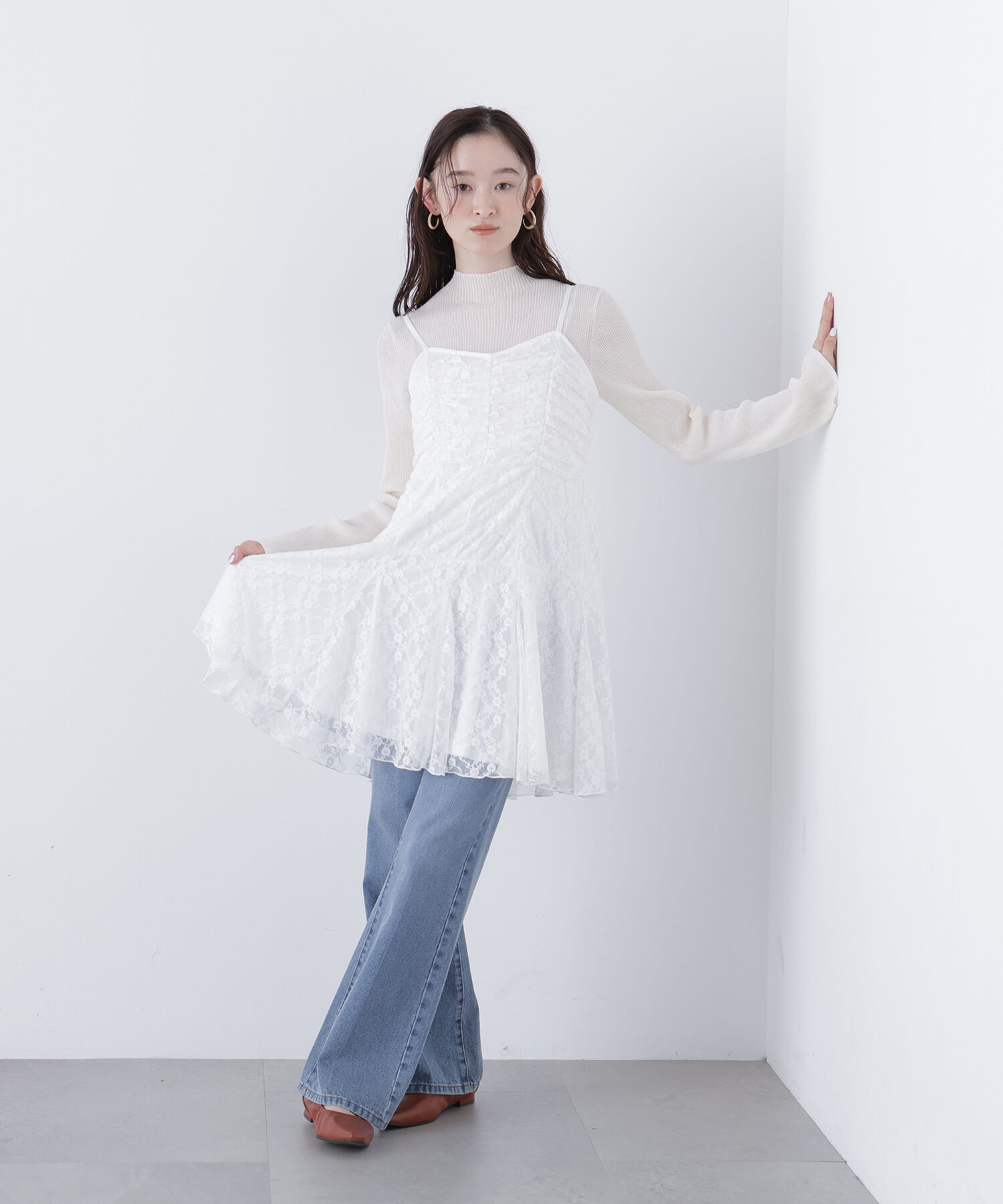  「〈N.〉レースギャザーキャミチュニック」|シャツ・ブラウス|